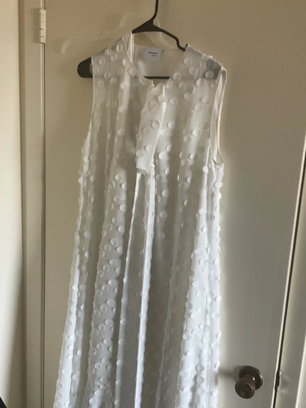 Akris Punto White Sleeveless Dot-Organza High-Low Dress - Picture 3 of 6
